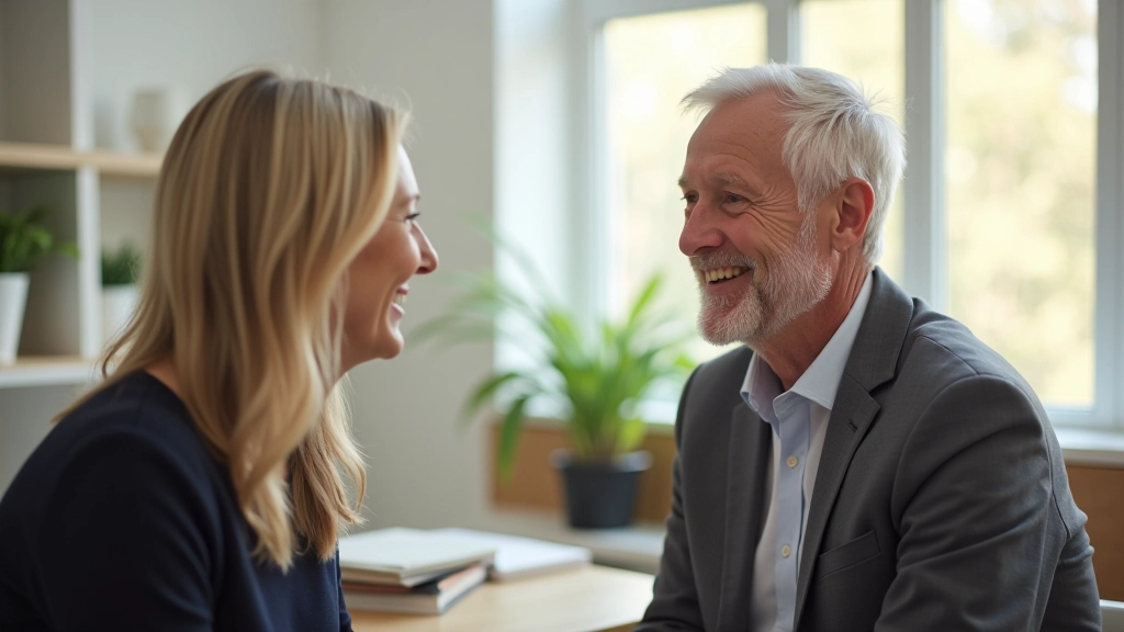 Friendly conversation between retirement coach and client